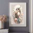Ver imagem 2 de Quadro Coruja com Flores - 60x48cm:moldura Preta