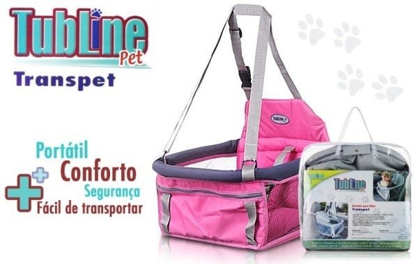 Assento Carro Cães 15kg Transpet Big Tubline Cadeira Rosa - 2