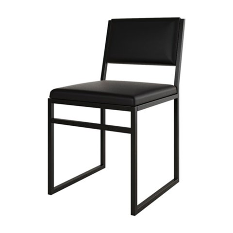 Cadeira de Jantar Industrial Isa Assento Corino Preto