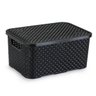 Cesto Organizador Rattan Grande com Tampa Preto - 1