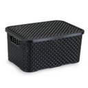 Ver imagem 1 de Cesto Organizador Rattan Grande com Tampa Preto