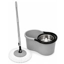 Ver imagem 1 de Mop Giratório Balde 8 Litros 360° Centrífuga com Esfregão Cesto Inox Cinza