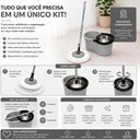Ver imagem 5 de Mop Giratório Balde 8 Litros 360° Centrífuga com Esfregão Cesto Inox Cinza