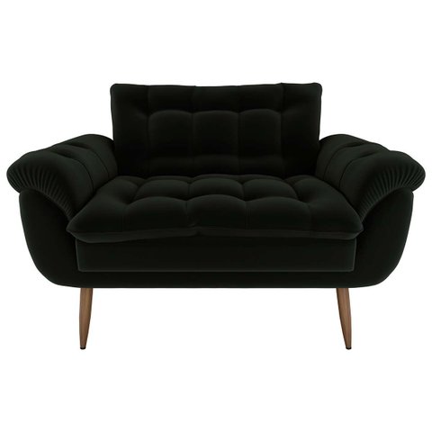 Poltrona Decorativa Xangai 2 Lugares Veludo Inca Preto - Matrix
