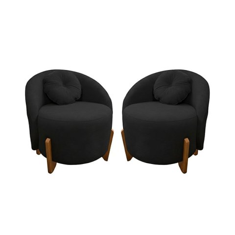 Kit 02 Poltronas Orgânicas Curvas Amsterdã Boucle Preto - Montanari's Decor