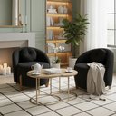 Ver imagem 2 de Kit 02 Poltronas Orgânicas Curvas Amsterdã Boucle Preto - Montanari's Decor