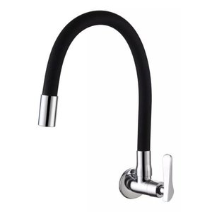 Torneira Cozinha Gourmet Flexível Parede Preta Silicone ME03