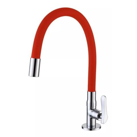 Torneira Cozinha Gourmet Flexível Mesa Silicone Vermelha ME06