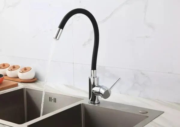 Torneira de Cozinha Gourmet Flexível Monocomando Misturador Mesa Silicone Preta ME07 - 6