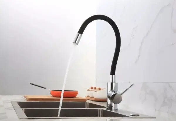 Torneira de Cozinha Gourmet Flexível Monocomando Misturador Mesa Silicone Preta ME07 - 5