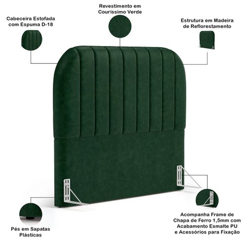 Cabeceira Cama Box Queen Estofada Orgânica 160cm Alice W01 Couríssimo Verde - Lyam Decor