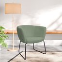 Ver imagem 2 de Poltrona Decorativa Isis Base Aço Preto Bouclé Verde Claro - Nexta Casa