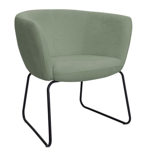 Poltrona Decorativa Isis Base Aço Preto Bouclé Verde Claro - Nexta Casa