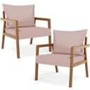 Ver imagem 1 de Kit 02 Poltronas Decorativa para Sala de Estar Alícia B04 Linho Rosê