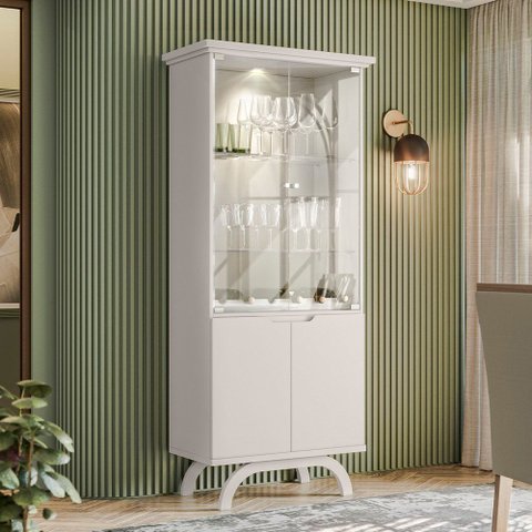 Cristaleira para Sala de Jantar Bar Adega 4 Portas Vicky N01 Off White - Lyam Decor