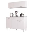 Ver imagem 1 de Balcão de Cozinha com Tampo e Armário Aéreo 120 Cm Branco Brilho - Poquema
