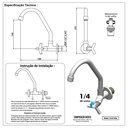 Ver imagem 3 de Torneira Para Pia de Cozinha ou Tanque Cromada 1/4 de Volta