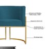 Poltrona Decorativa Sala de Estar Luana Base Gold Suede Azul Royal - Balaqui Decor - 3