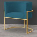 Ver imagem 5 de Poltrona Decorativa Sala de Estar Luana Base Gold Suede Azul Royal - Balaqui Decor