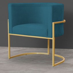 Poltrona Decorativa Sala de Estar Luana Base Gold Suede Azul Royal - Balaqui Decor - 5