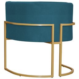 Poltrona Decorativa Sala de Estar Luana Base Gold Suede Azul Royal - Balaqui Decor - 7