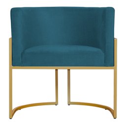 Poltrona Decorativa Sala de Estar Luana Base Gold Suede Azul Royal - Balaqui Decor - 6