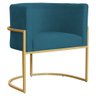 Poltrona Decorativa Sala de Estar Luana Base Gold Suede Azul Royal - Balaqui Decor - 1