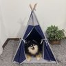 Cabana Pet Camping Cachorro Gato - Algodão Poá - 70x70x84cm - Azul Marinho - 2