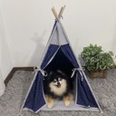 Ver imagem 2 de Cabana Pet Camping Cachorro Gato - Algodão Poá - 70x70x84cm - Azul Marinho