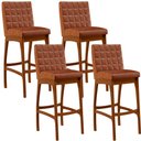 Ver imagem 1 de Kit 04 Banquetas Altas Para Cozinha Sala de Jantar Fixa Mila B04 Couríssimo Camel - Lyam Decor