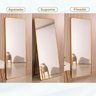 Espelho Grande Corpo Inteiro Retangular com Moldura em Alumínio Bronze 170 X 70cm Suporte de Chão - 9