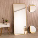 Ver imagem 7 de Espelho Grande Corpo Inteiro Retangular com Moldura em Alumínio Bronze 170 X 70cm Suporte de Chão