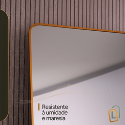 Espelho Grande Corpo Inteiro Retangular com Moldura em Alumínio Bronze 170 X 70cm Suporte de Chão - 10