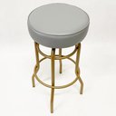 Ver imagem 3 de Kit 3 Banquetas Alta Bar Giratória cor Dourado fosco assento cinza - Poltronas do Sul