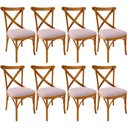 Ver imagem 1 de Kit 08 Cadeiras para Sala de Jantar e Estar Living Estofada Ávila L02 Suede Rosê - Lyam