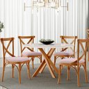 Ver mais imagens de Kit 08 Cadeiras para Sala de Jantar e Estar Living Estofada Ávila L02 Suede Rosê - Lyam