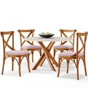 Ver imagem 5 de Kit 08 Cadeiras para Sala de Jantar e Estar Living Estofada Ávila L02 Suede Rosê - Lyam