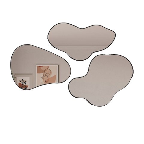 Painel Decorativo Orgânico com Espelho 80x60cm Es16 Dalla Costa - Preto