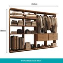 Ver imagem 4 de Guarda-Roupas Closet Modulado Alasca One 240cm 4 Peças com 4 Gavetas e Cabideiros Freijó Carraro