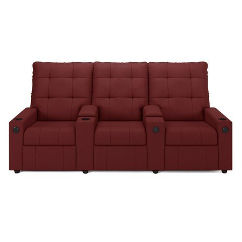 Poltrona Reclinável para Cinema Parma 3 Lugares Baú Usb Pu Vermelho Fh1 - D'Rossi