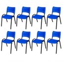 Ver imagem 1 de Cadeira Iso Base Preto Escola, Escritório Azul Kit 8 Un