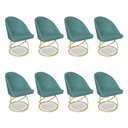 Ver imagem 1 de Kit 08 Cadeiras Poltrona de Jantar Bela Suede Azul Turquesa Base Metálica Luxo Dourado - Pallazio