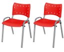 Ver imagem 2 de Cadeira Iso Base Cinza Igreja, Escola, Escritório - Vermelho - Kit 2 Peças