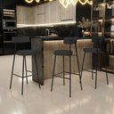 Ver imagem 2 de Kit 04 Banquetas Altas Bar Cozinha Sala De Jantar Em Aço Milão L02 Bouclê Preto - Lyam Decor