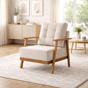 Ver imagem 2 de Poltrona Decorativa Confortável e Moderna Parma Linho Bege