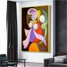 Quadro Decorativo Pablo Picasso Mulher Com Uma Flor:150x100/PRETA - 7