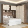 Guarda-Roupa Casal de Canto 2 Portas de Correr e Espaço para Cama Paris Castanha/Off-White - 1
