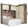 Guarda-Roupa Casal de Canto 2 Portas de Correr e Espaço para Cama Paris Castanha/Off-White - 4