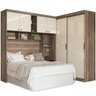 Guarda-Roupa Casal de Canto 2 Portas de Correr e Espaço para Cama Paris Castanha/Off-White - 2