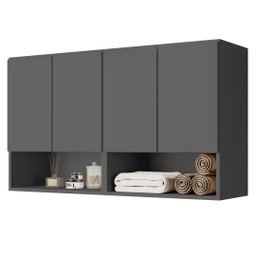 Armario Aéreo Organizador Multiuso Quarto Sala Bela 4 Portas:cinza - 1